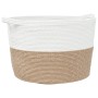 Cesta para ropa sucia algodón marrón y blanco Ø60x36 cm