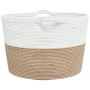 Cesta para ropa sucia algodón marrón y blanco Ø60x36 cm
