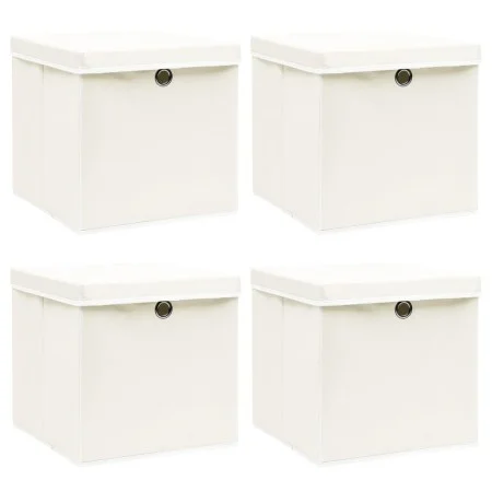 Storage boxes with lids 4 pcs white fabric 32x32x32 cm by vidaXL, Storage baskets - Ref: Foro24-288350, Price: 30,70 €, Disco...