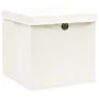 Storage boxes with lids 4 pcs white fabric 32x32x32 cm by vidaXL, Storage baskets - Ref: Foro24-288350, Price: 30,70 €, Disco...