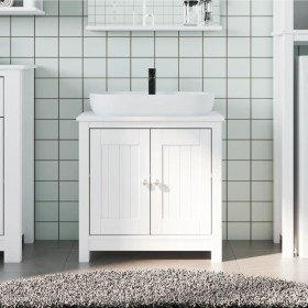 Mueble de lavabo baño BERG madera maciza pino blanco 60x34x59cm