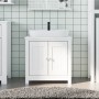 Mueble de lavabo baño BERG madera maciza pino blanco 60x34x59cm
