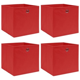 Cajas de almacenaje 4 uds tela rojo 32x32x32 cm