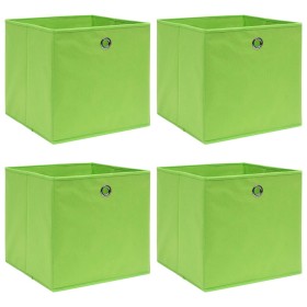 Cajas de almacenaje 4 uds tela verde 32x32x32 cm