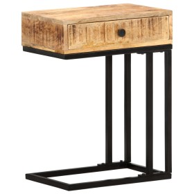Mesa auxiliar forma de U madera maciza de mango 45x30x61 cm