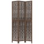 Biombo separador de 3 paneles madera paulownia marrón oscuro