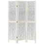 Biombo separador de 3 paneles madera maciza Paulownia blanco