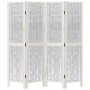 Biombo separador de 4 paneles madera maciza Paulownia blanco