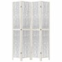 Biombo separador de 4 paneles madera maciza Paulownia blanco