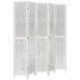 Biombo separador de 5 paneles madera maciza Paulownia blanco