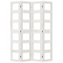 Biombo separador de 4 paneles madera maciza Paulownia blanco