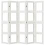 Biombo separador de 5 paneles madera maciza Paulownia blanco