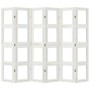 Biombo separador de 6 paneles madera maciza Paulownia blanco