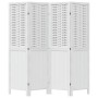Biombo separador de 4 paneles madera maciza Paulownia blanco