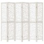 Biombo separador de 6 paneles madera maciza Paulownia blanco