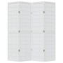 Biombo separador de 4 paneles madera maciza Paulownia blanco