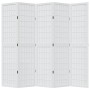 Biombo separador de 5 paneles madera maciza Paulownia blanco