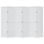 Biombo separador de 6 paneles madera maciza Paulownia blanco