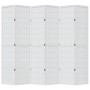Biombo separador de 6 paneles madera maciza Paulownia blanco
