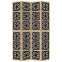 Biombo separador 4 paneles madera maciza Paulownia marrón negro