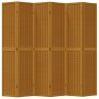 Biombo separador de 6 paneles madera maciza paulownia marrón