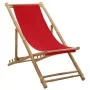 Bamboo and red canvas beach lounger by vidaXL, Garden chairs - Ref: Foro24-313020, Price: 53,45 €, Discount: %