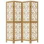 Biombo separador de 4 paneles madera maciza paulownia marrón