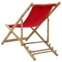 Strandliege aus Bambus und rotem Segeltuch von vidaXL, Gartenstühle - Ref: Foro24-313020, Preis: 53,45 €, Rabatt: %