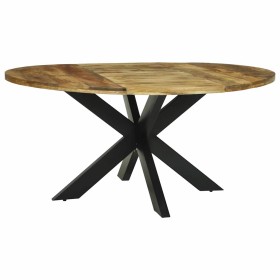 Mesa de Comedor 160 x 160 x 76 cm Madera de mango rugosa
