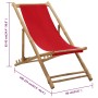 Tumbona de playa de bambú y lona roja de vidaXL, Sillas de jardín - Ref: Foro24-313020, Precio: 53,26 €, Descuento: %