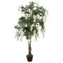 Árbol de wisteria artificial 560 hojas verde y blanco 80 cm