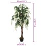 Árbol de wisteria artificial 560 hojas verde y blanco 80 cm