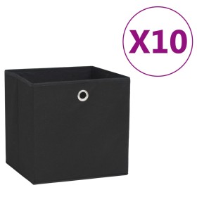 Cajas de almacenaje 10 uds tela no tejida negro 28x28x28 cm