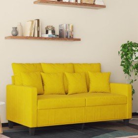 Sofá de 2 plazas terciopelo amarillo 120 cm
