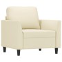 Sillón cuero sintético crema 60 cm