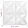 3D wall panels 12 units white origami 3 m² 50x50 cm by vidaXL, Wall covering - Ref: Foro24-340586, Price: 39,48 €, Discount: %