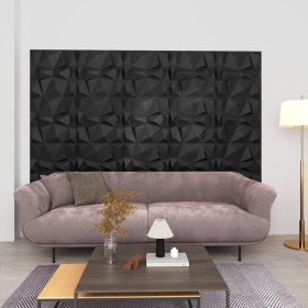 Paneles de pared 3D 12 unidades negro diamante 3 m² 50x50 cm