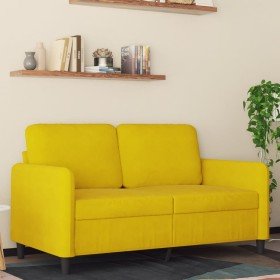 Sofá de 2 plazas terciopelo amarillo 120 cm Sofá de 2 plazas terciopelo amarillo 120 cm