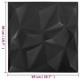 Paneles de pared 3D 12 unidades negro diamante 3 m² 50x50 cm