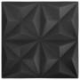 Paneles de pared 3D 12 unidades negro origami 3 m² 50x50 cm