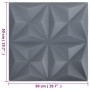 3D wall panels 12 units gray origami 3 m² 50x50 cm by vidaXL, Wall covering - Ref: Foro24-340590, Price: 47,86 €, Discount: %