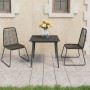 Set de comedor de jardín de 3 piezas PVC ratán negro