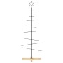 Árbol de Navidad metal negro con base de madera 120 cm
