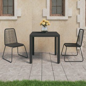 Set de comedor de jardín de 3 piezas PVC ratán negro Set de comedor de jardín de 3 piezas PVC ratán negro