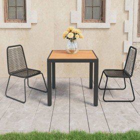 Set de comedor de jardín de 3 piezas PVC ratán negro y marrón en Conjuntos de jardín | Comprar online en Foro24