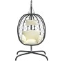Sillón colgante con forma de huevo y cojín de ratán sintético y
