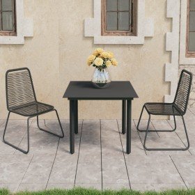 Set de comedor de jardín de 3 piezas PVC ratán negro Set de comedor de jardín de 3 piezas PVC ratán negro