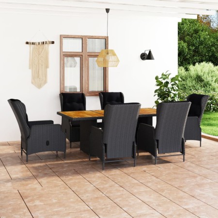 Set comedor jardín 7 pzas cojines ratán sintético gris oscuro