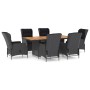 Set comedor jardín 7 pzas cojines ratán sintético gris oscuro