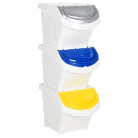 Stackable trash cans with lid 3 pcs PP white 78 L by vidaXL, Garbage cans and trash cans - Ref: Foro24-364068, Price: 71,38 €...